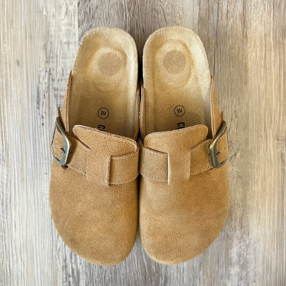 Tan Suede Clogs
